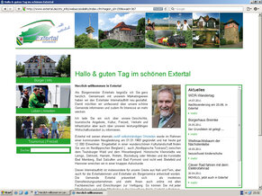 Screenshot des Internetauftritts der Gemeinde Extertal